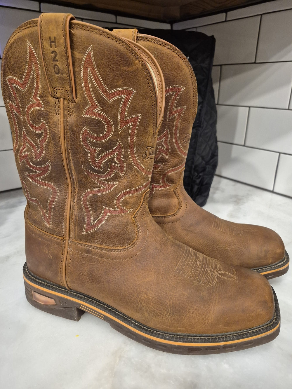 Justin Men's Boots Size 12D Resistor 11" Waterproof CR4011